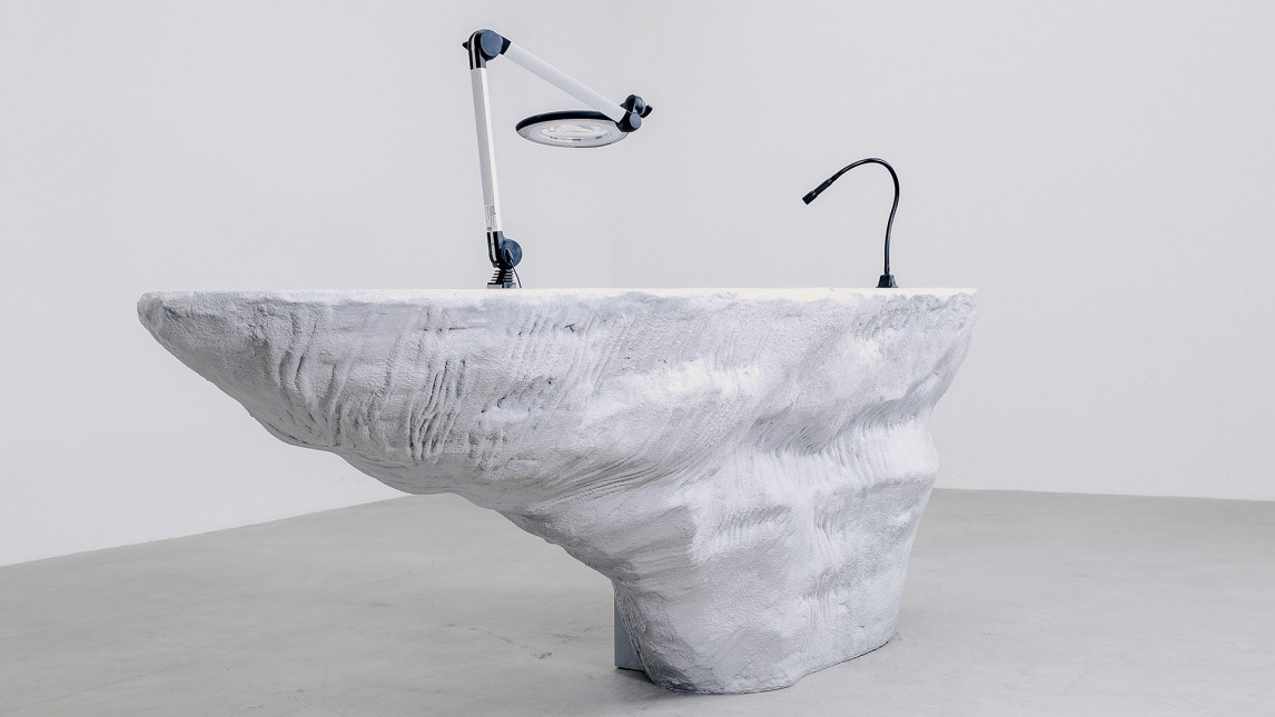 Fernando Mastrangelo's workbench made of rock