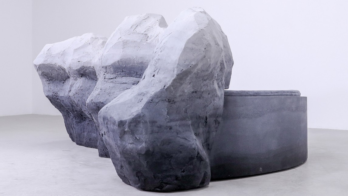 Fernando Mastrangelo's rock sofa inspired by the Vallée de Joux's landscape
