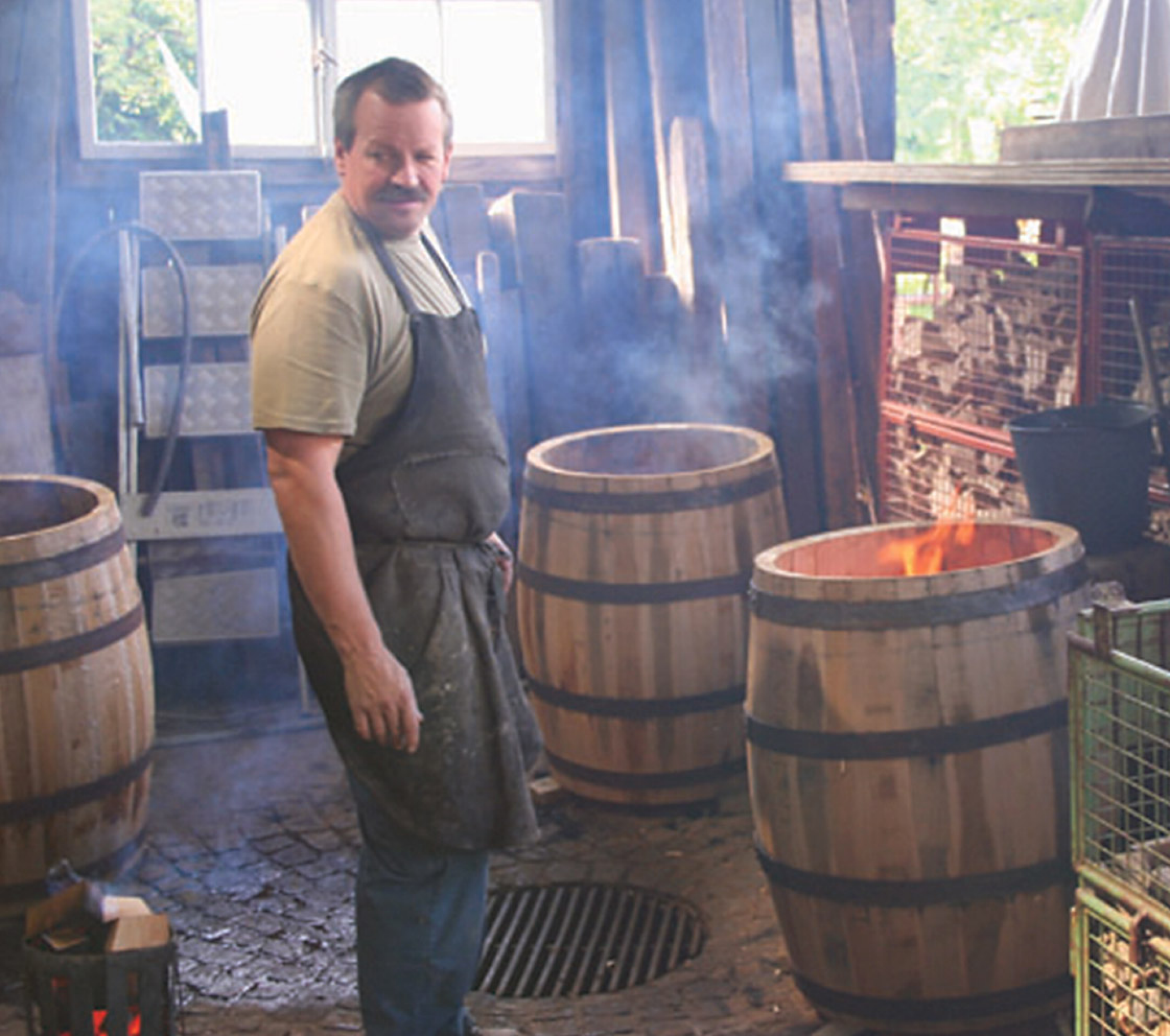A man working in a cooperage