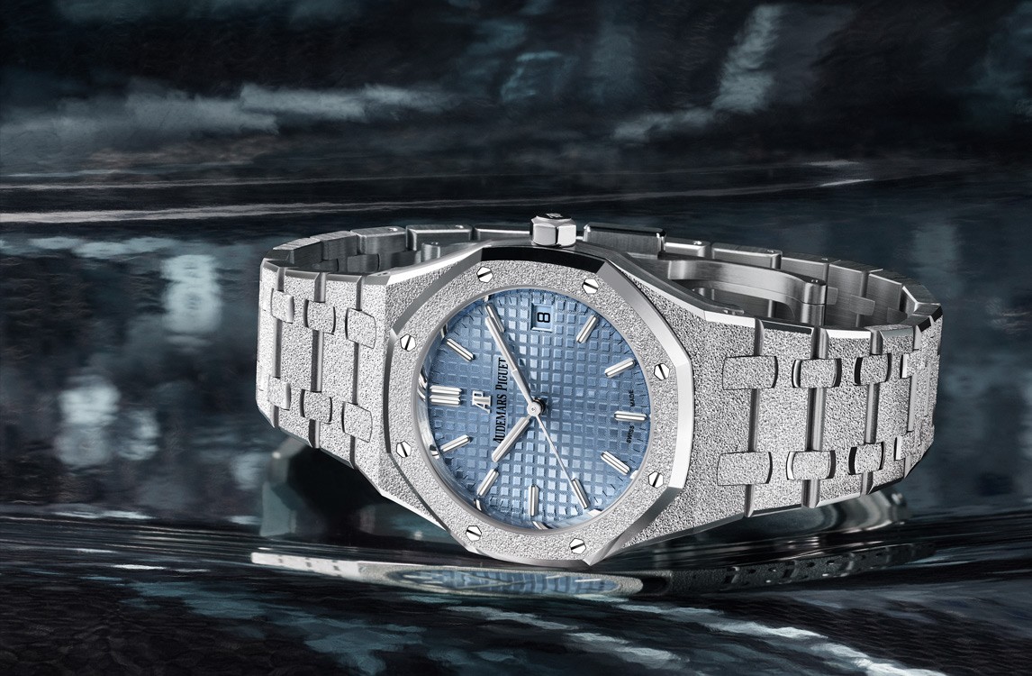 Audemars Piguet Royal Oak 34mm Stainless Steel Diamond Bezel Blue-Grey Dial 77351ST. ZZ.1261ST.01