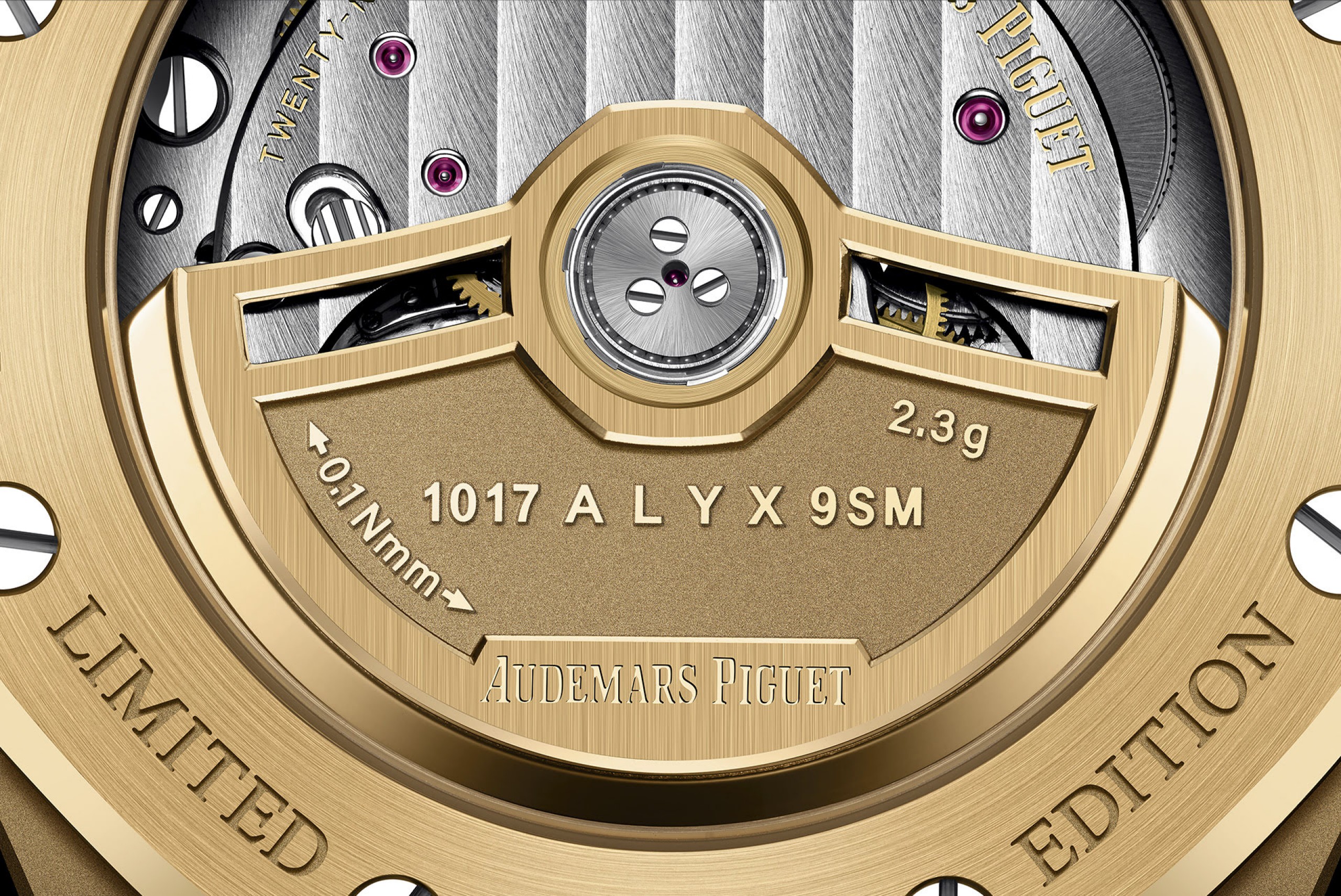 Focus on a Royal Oak oscillating weight.