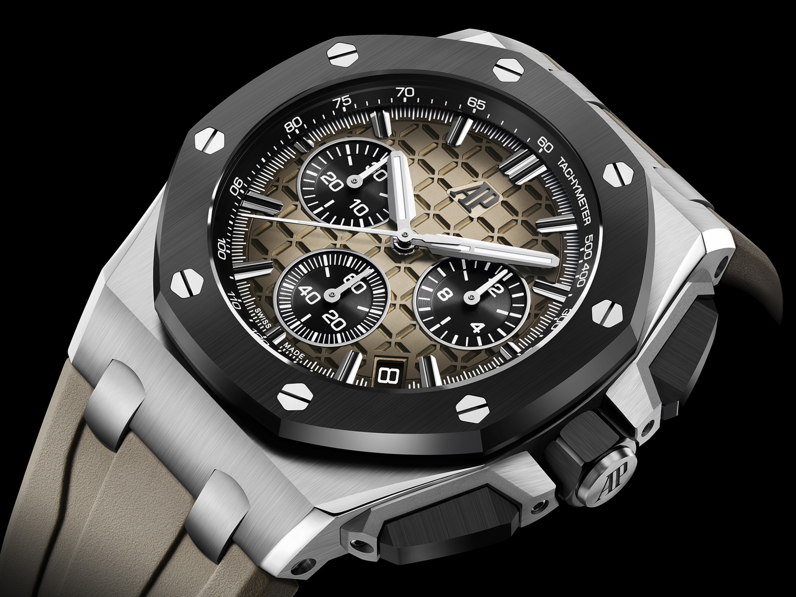 Close up of a Royal Oak Offshore Selfwinding Chronograph watch.