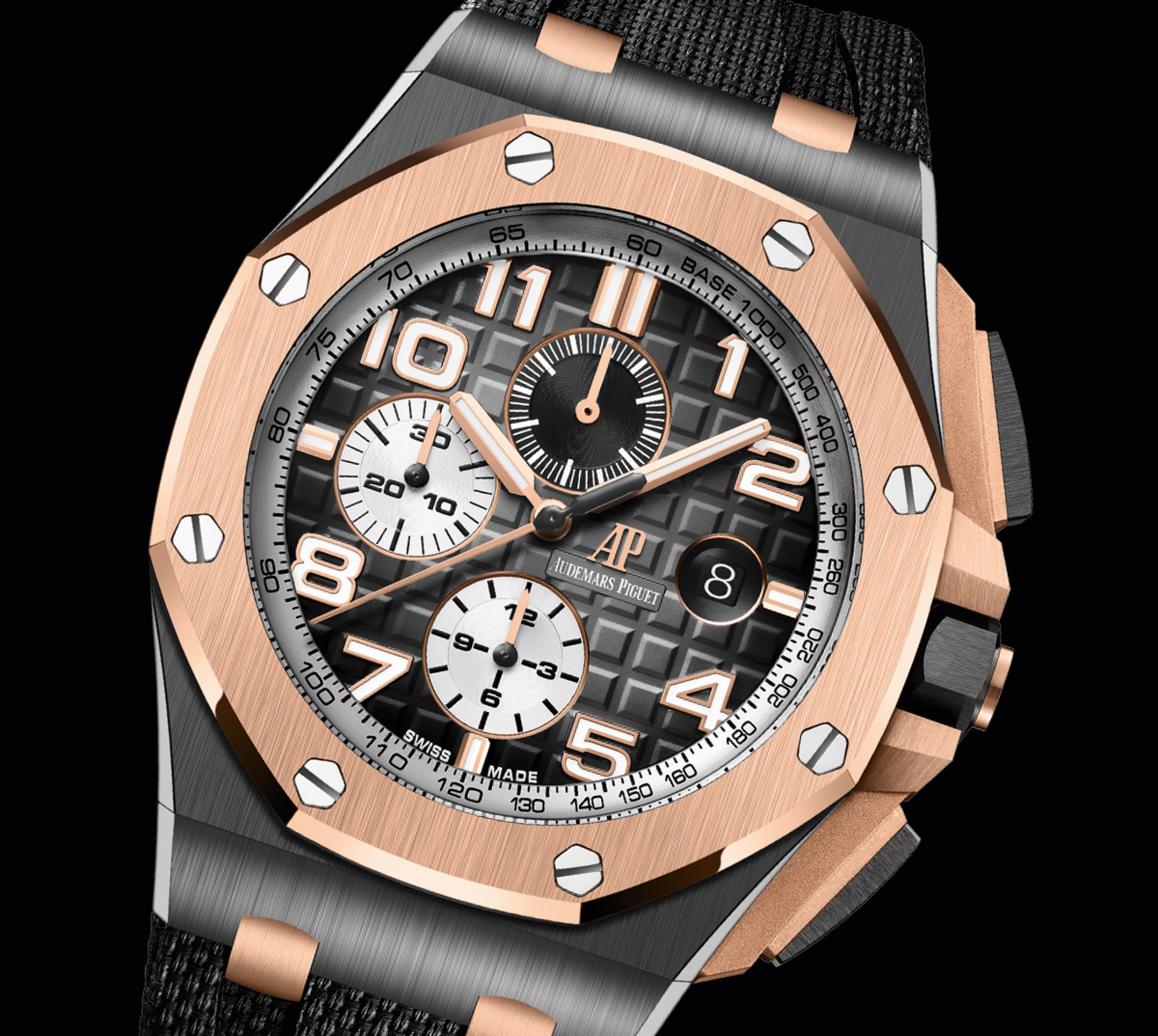 Primo piano di un orologio Royal Oak Offshore Cronografo Automatico.