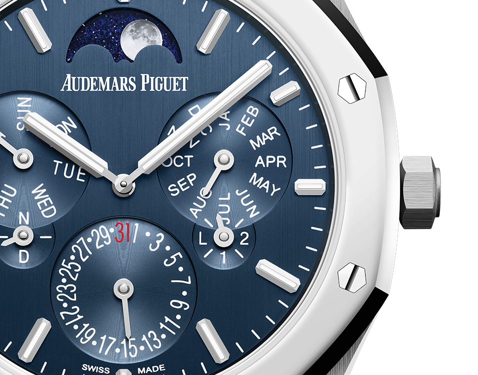 Audemars Piguet Men's Royal Oak Perpetual Calendar Ultra-Thin Watch in Blue, Titanium, Automatic | Govberg 26586IP.OO.1240IP.01