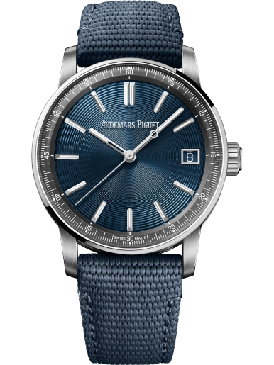 Close up of a Code 11.59 by Audemars Piguet watch. 