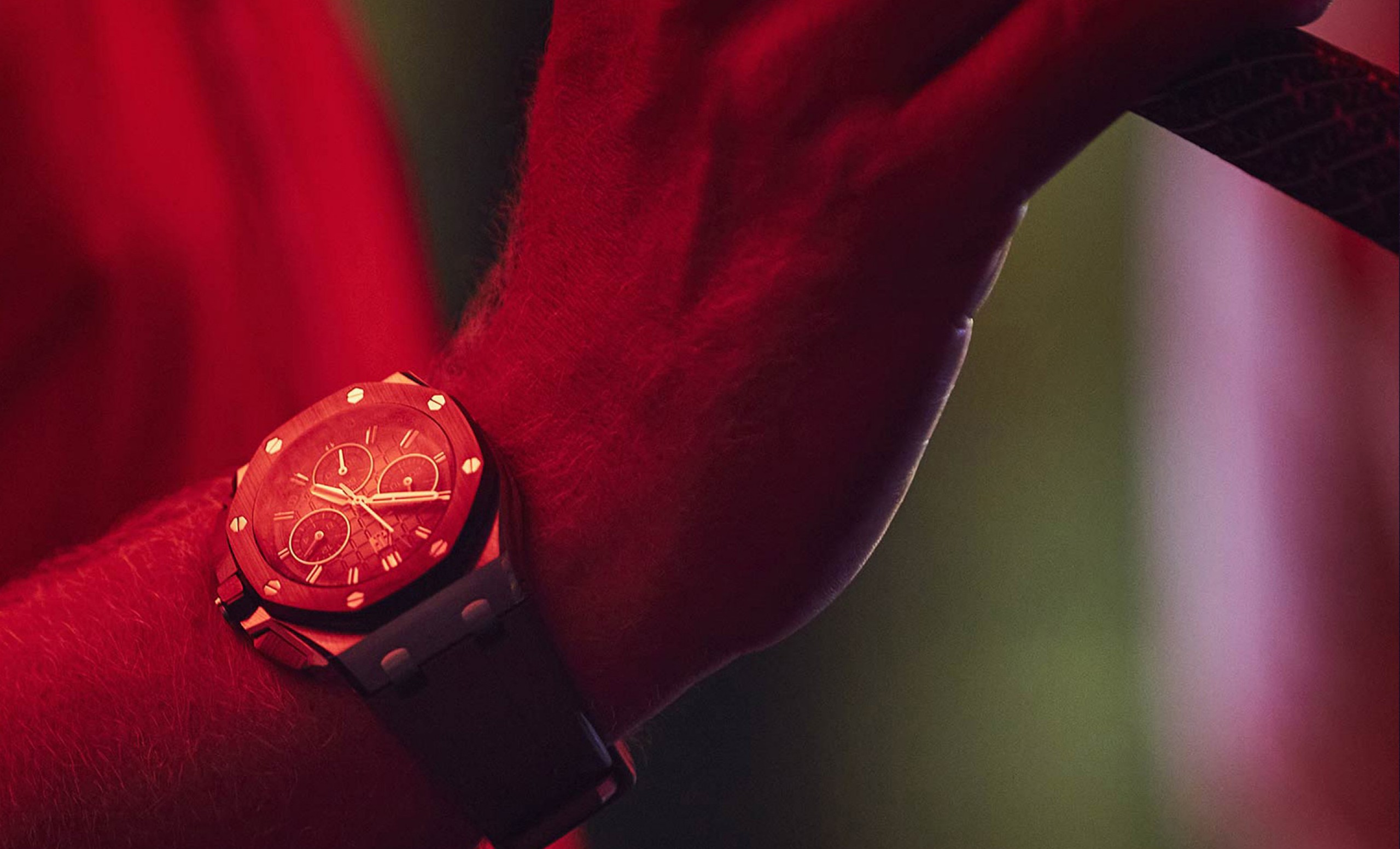 Zoom sur une Royal Oak Offshore Chronographe Automatique.