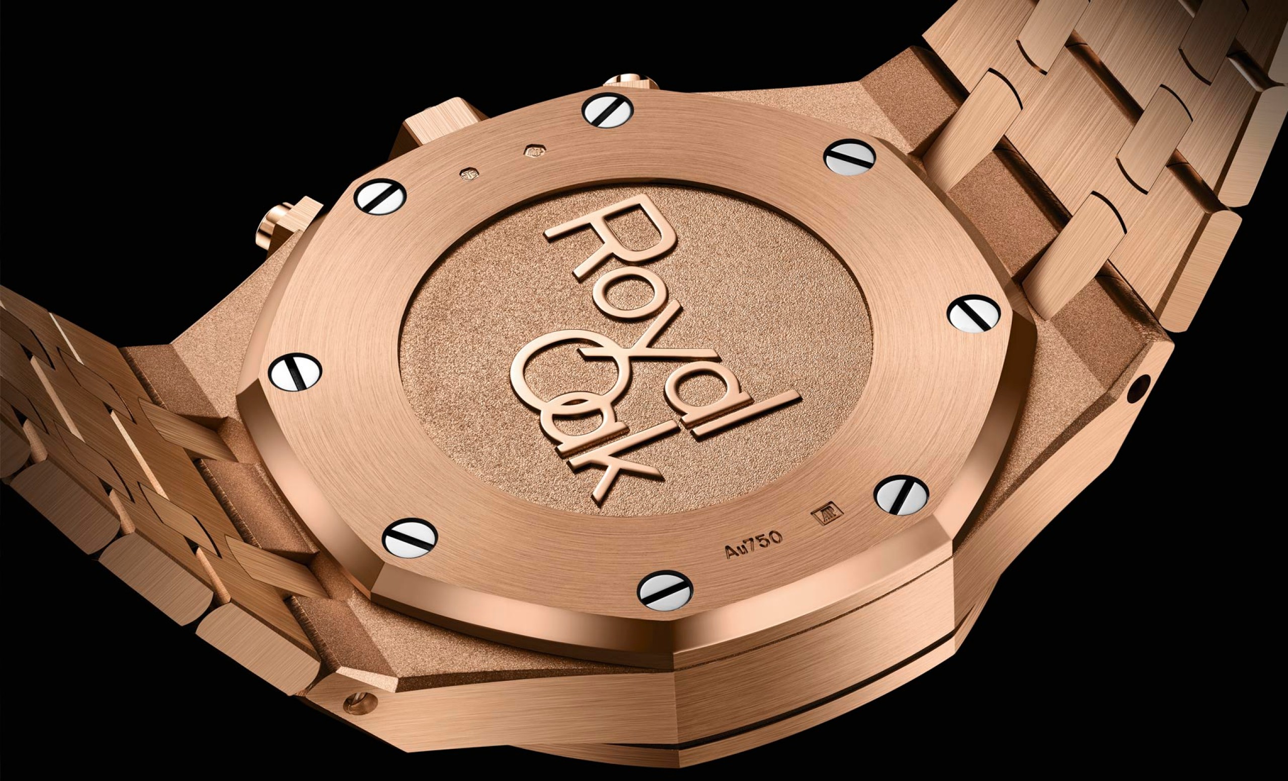 Ansicht der Gehäuse-Rückseite einer Royal Oak aus Roségold