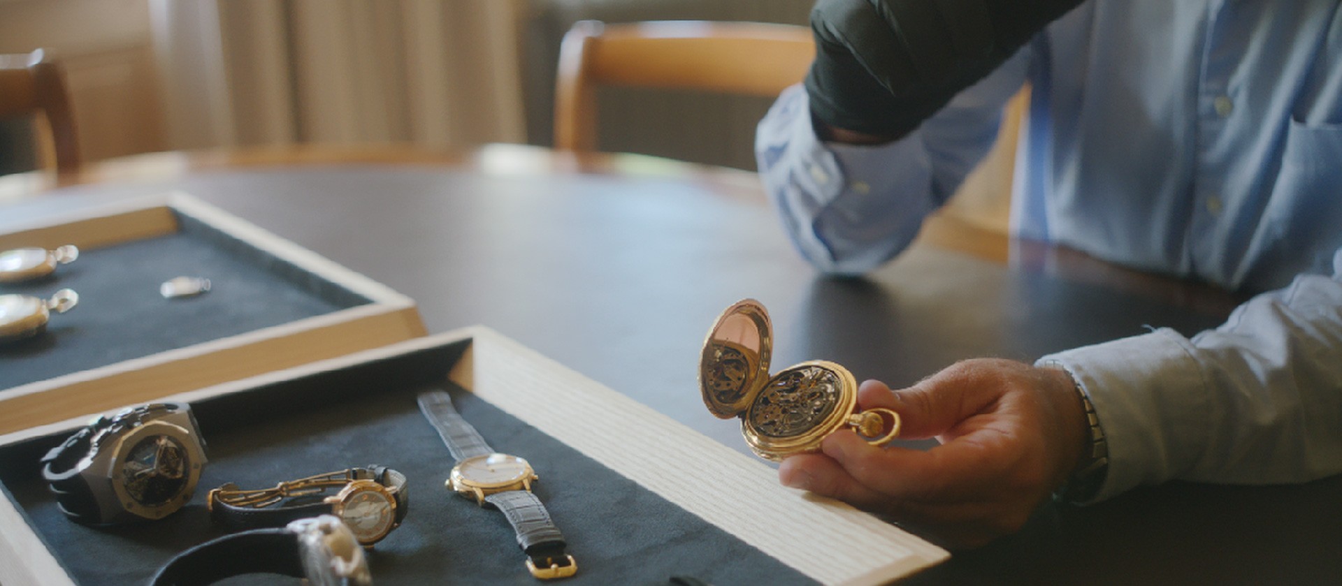 Chiming watches in the hands of an expert.