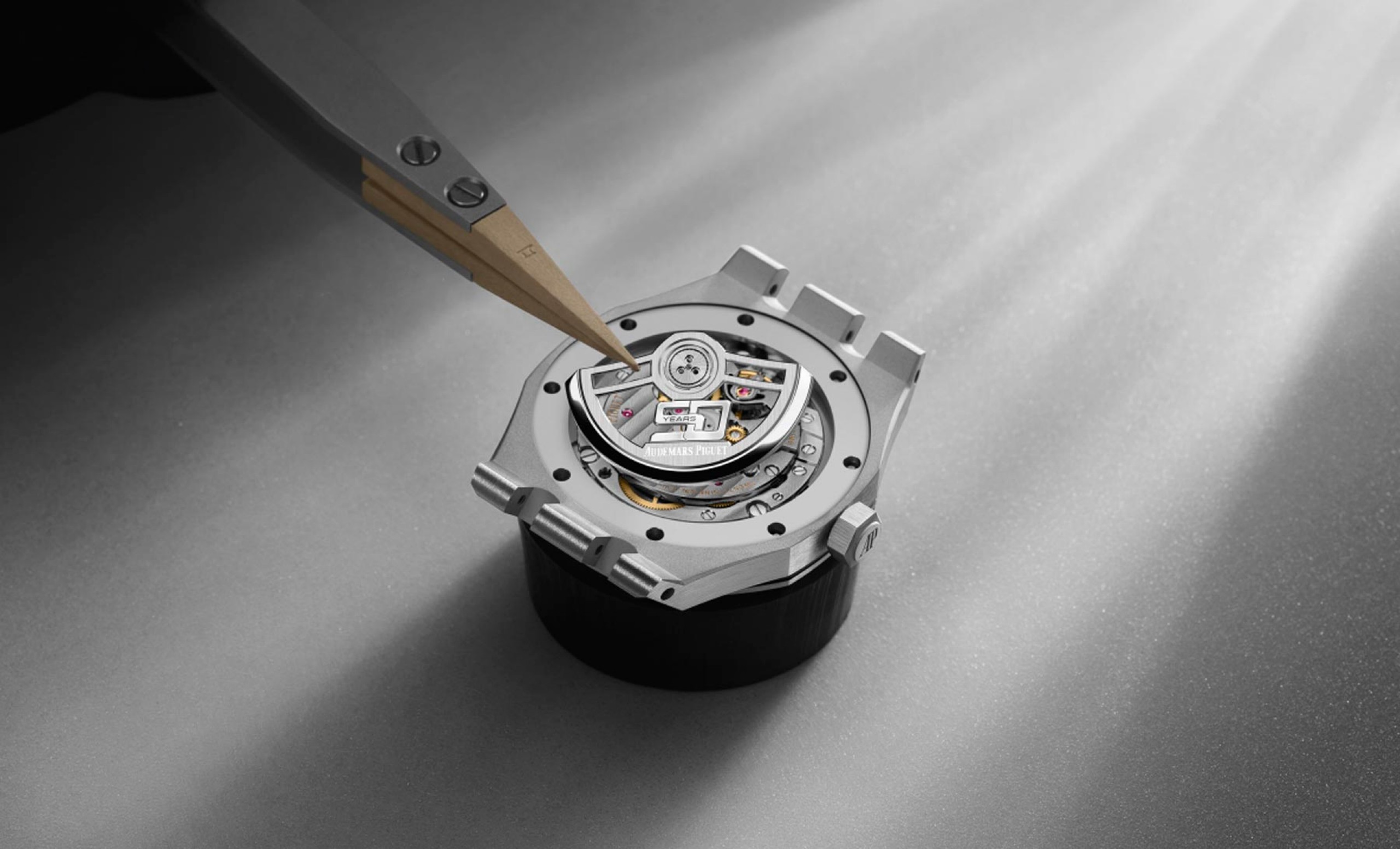 Assembly of the Royal Oak 15551ST oscillating weight